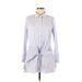 Calvin Klein Long Sleeve Button Down Shirt: White Tops - Women's Size Medium