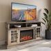 Red Barrel Studio® Kehaulani 65" Media Console TV Stands w/ Electric Fireplace Wood in Brown | 32 H x 58.2 W x 15.71 D in | Wayfair
