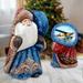 The Holiday Aisle® Airplane Santa w/ Bag Hand-Painted Wood Carved Masterpiece By G. Debrekht Wood in Blue/Brown/Red | 7 H x 4 W x 4 D in | Wayfair