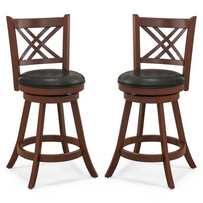 Costway 360° Swivel Upholstered Barstools Set of ...