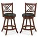 Costway 360° Swivel Upholstered Barstools Set of 2 with Back and Footrest-24 inches