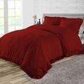 Twin/Twin XL Size Microfiber Duvet Cover Trimmed Ruffle Ultra Soft & Breathable 3 Piece Luxury Soft Wrinkle Free Cooling Sheet (1 Duvet Cover with 2 Pillowcases Burgundy)