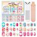 Modelones 144Pcs 6 Pack Press on Nails for Kids Children Acrylic Fake Nails Pre-glue Full Cover Glitter Gradient Color Flower Heart Short False Nail Art Kits Sets Gifts for Kids Girls