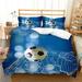 Quilt Cover Set Vintage 3D Football Printed Blue Bedding Cover Sets High Quality Home Textiles California King(98 x104 )