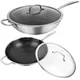 Gr8 Home Stainless Steel Induction Wok 30Cm Honeycomb Stir Fry Non Stick Frying Pan With Lid