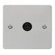 Flat Plate Polished Chrome 1 Gang Single Coaxial Tv Socket - Black Trim - Se Home