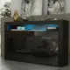 Tv Unit 155Cm Sideboard Cabinet Cupboard Tv Stand Living Room High Gloss Doors - Black