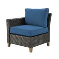 Grand Patio Outdoor Furniture Patio Wicker Right Arm Sofa Peacock Blue