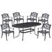 Afuera Living Traditional Aluminum 7 Piece Outdoor Dining Set in Black