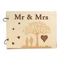 Guest Book 1PC Creative Wedding Guestbook Hollow-out Guest Sign-in Book Carving Wooden Guest Book Wooden Hollow-out Craft Notebook for Wedding Anniversary Proposal Use Mr or Mrs Style