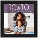 10x10 Frame Black Real Wood Picture Frame Width 0.75 Inches | Interior Frame Depth 0.5 Inches | Gun Metal Traditional Photo Frame Complete with UV Foam Board Backing & Hanging Hardware