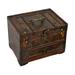 Vintage Wooden Jewelry Box Three Tier with Mirror Classical Jewelry Case Holder Style D