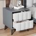 Modern Linen Drawer Nightstand, 2-Drawer Bedside Table With Metal Legs, Classic Design Nightstand
