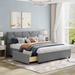 Queen Size Platform Bed Upholstered Bed Frame with Brick Pattern Headboard and 4 Drawers, Linen Fabric, No Box Spring Needed