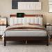 Upholstered Platform Bed W/ USB Charging Station, LED Light, Walnut