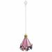 FSLiving Dimmable Tiffany Pendant Light H-Type Track Light Pendants Pink Butterfly Brass Finished E14 Socket Stained Glass Baroque Style Shade for Bar Sink Living Room Customizable - 1 Pack