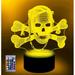 YSTIAN 3D Skull Night Light Lamp Illusion Night Light 16 Color Changing Table Desk Decoration Lamps Gift Acrylic Flat ABS Base USB Cable Toy