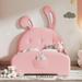 Pink Twin size Upholstered Rabbit Shape Princess Bed ,Twin Size Platform Bed w/ Headboard & Footboard, Wood Slats Support