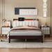 3-Pieces Bedroom Sets Platform Bed w/ USB Port, LED, 2 Nightstands, Walnut