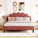 Bean paste red Classic Soft Velvet Queen Size Upholstered Platform Bed