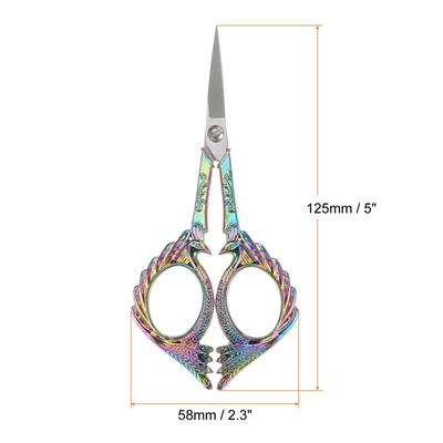 2pcs 5" Stainless Steel Vintage Bird Style Embroidery Sewing Scissors Rainbow