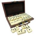 Leyeet Premium Classic Domino Set - Jumbo - Double Six - 28 Thick Pieces in Durable Wooden Vegan Leather Box for Boys Girls Adults Kids Party Favors and Game Night Use - Up to 2-4 Players