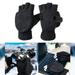 AYYUFE Ice Fishing Gloves Windproof Elastic Wristband Fleece Winter Ice Fishing Convertible Fingerless Gloves Mittens for Cycling Running Photography