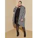 Plus Size Houndstooth Faux Wool Coat