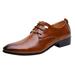 nsendm Male Shoes Adult Mens Shoes 574 Leather Style British Retro Pointed Toe Lace Up Business Casual Pointed Toe Dance Shoes for Men Leather Brown 10