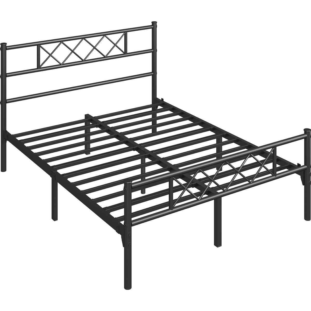 Yaheetech Modern Metallbett 140x200 cm Bettgestelle mit Lattenrost, Doppelbett/Einzelbett, Bettrahmen mit Kopfteil, Gästebett für Schlafzimmer Schwarz Image