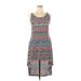 LOVE By Chesley Casual Dress - High/Low Scoop Neck Sleeveless: Ivory Aztec or Tribal Print Dresses - Women's Size 1X