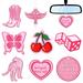 Tallew 8 Pcs Pink Preppy Car Air Freshener Hanging with Essential Oils Gift Set Car Rearview Mirror Pendant Heart Face Car Diffuser Ornaments for Car Accessories Decor (Cherry)