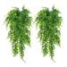 2pcs Plastic Artificial Boston Ferns Plants Green Hanging Ivy Vines Fake Wall Hanging Ferns Plants for Garden Wedding Decoration