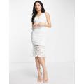 Lipsy lace midi dress with pephem in white