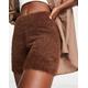 Reebok cosy fluffy legging shorts in brown