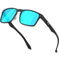 ATTCL Men's Fibra de carbon Sunglasses for men polarized UV protection 8999 Black+blue