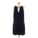 Banana Republic Casual Dress - Mini Plunge Sleeveless: Blue Print Dresses - Women's Size 8