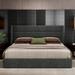 Wade Logan® Bradenburg Lift Up Storage Platform Bed Upholstered/Metal/Polyester in Gray/Yellow | 44.5 H x 79.7 W x 84 D in | Wayfair