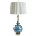 Rosdorf Park Katzue Glass Table Lamp Glass/Fabric in Blue/Indigo/White | 34.25 H x 17 W x 17 D in | Wayfair 1F5F9EE0F8104ADDAD22D3E1D7674F20