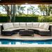 Latitude Run® 5 Piece Rattan Sectional Seating Group Synthetic Wicker/All - Weather Wicker/Wicker/Rattan in Brown | Outdoor Furniture | Wayfair