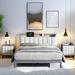 Ebern Designs Upholstered Platform 3 Piece Bedroom Set Upholstered, Linen in Gray | 39.4 H x 56.1 W x 81.3 D in | Wayfair