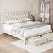 Upholstered Platform Bed Frame with Adjustable Button Tufted Headboard