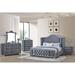 Judye 6 Piece Gray Modern Contemporary Solid Wood Velvet Upholstered Tufted Panel Bedroom Set