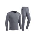 Goory Men Thermal Underwear USB Electric Long Johns Insulated Rechargeable Base Layer Top&Bottom Set Heated Women Soft Fleece Lined Cotton Washable Unisex Gray L