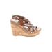 Franco Sarto Wedges: Tan Solid Shoes - Women's Size 7 - Open Toe