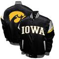 Men's Franchise Club Black Iowa Hawkeyes Power Satin Full-Snap Jacket