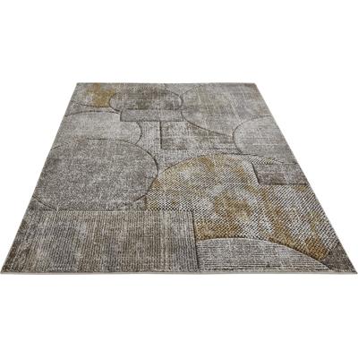 Teppich LUXOR LIVING "Toronto", gelb (gelb,weiß,braun), B:200cm H:12mm L:290cm, Obermaterial: 100% Polypropylen, Teppiche, Kurzflor, modernes Patchwork-Design, Hoch-Tief Struktur, Wohnzimmer Image