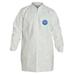 DUPONT TY216SWHLG003000 Disp Lab Coat,Polyethylene,White,L,PK30