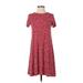 Old Navy Casual Dress - A-Line Crew Neck Short sleeves: Red Floral Dresses - Women's Size X-Small