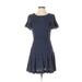 Banana Republic Casual Dress - A-Line Crew Neck Short sleeves: Blue Dresses - Women's Size 00 Petite